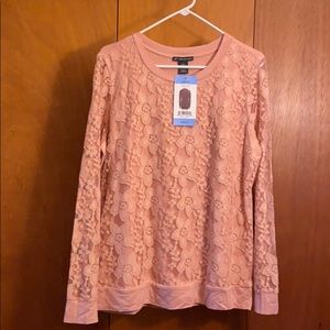 Long sleeve lace front top